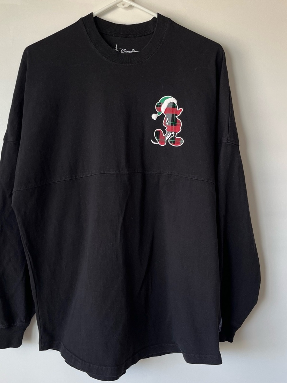 Disney Black Spirit Jersey with Holiday Plaid Mickey Graphic
